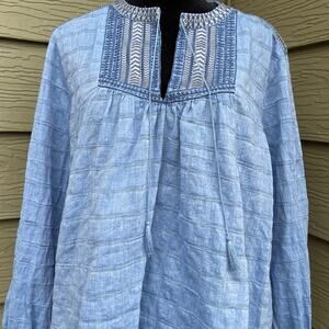 J. Crew size 12 blue long sleeve pull over top